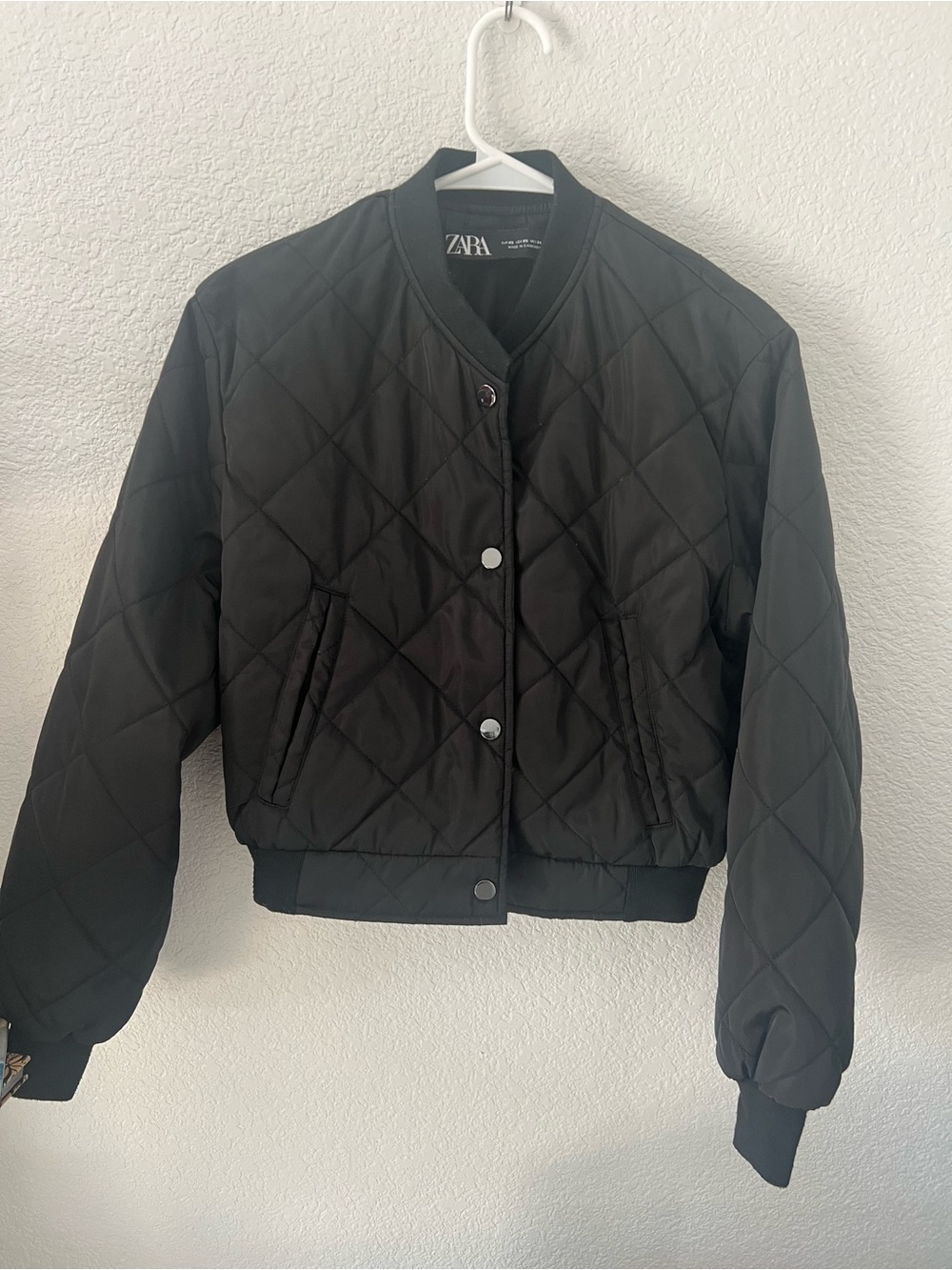 ZARA Black Quilted Bomber Jacket